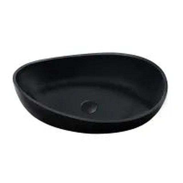 Lukka Waverton 600x370x190mm matte black solid surface above counter basin by Tilemall