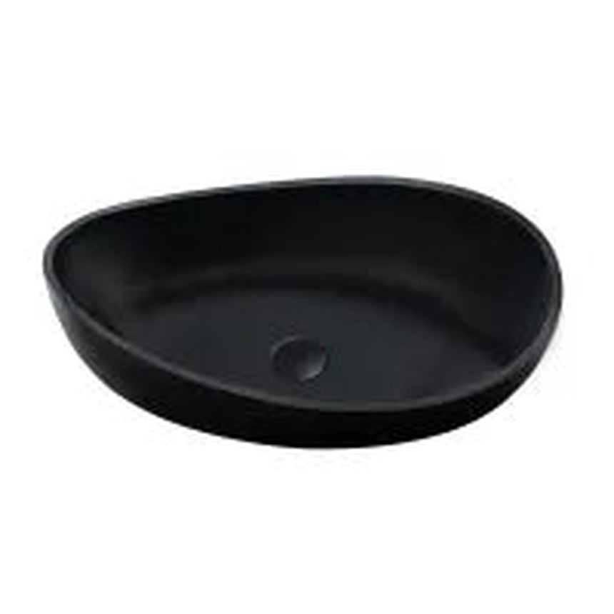 Lukka Waverton 600x370x190mm matte black solid surface above counter basin by Tilemall