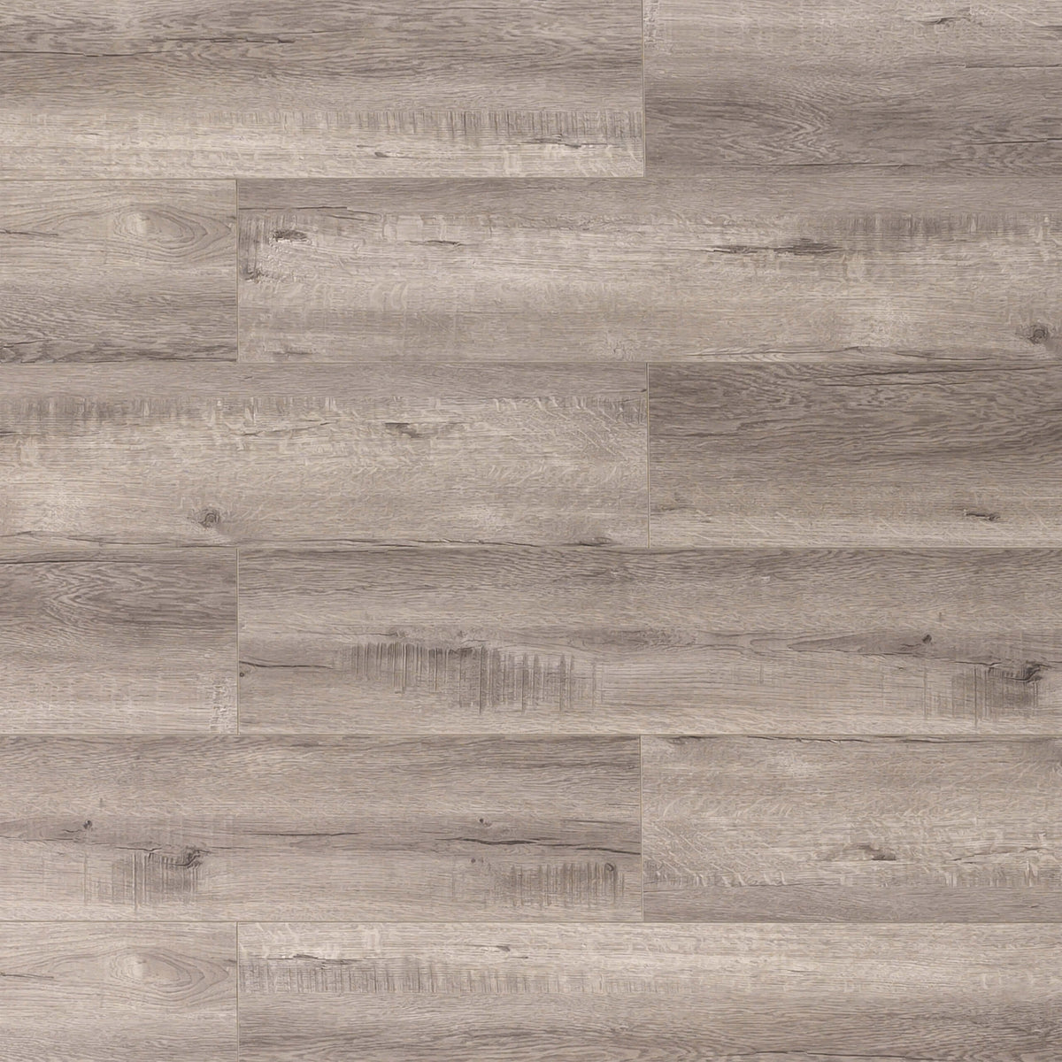 1212x188x10.3mm Silver Grey BT Luxury Hybrid 10.3mm flooring installed showing matt finish with embossed wood grain and natural knots by Tilemall