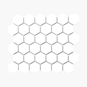 Porcelain Mosaic 325x282mm matt white hexagon tiles in grid layout with grey grout lines by Tilemall