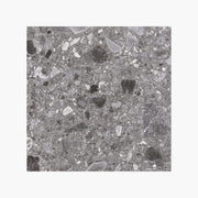 Ceppo Stone 600x600mm Surface Tec dark grey terrazzo-look porcelain tile by Tilemall with white and black aggregate flecks