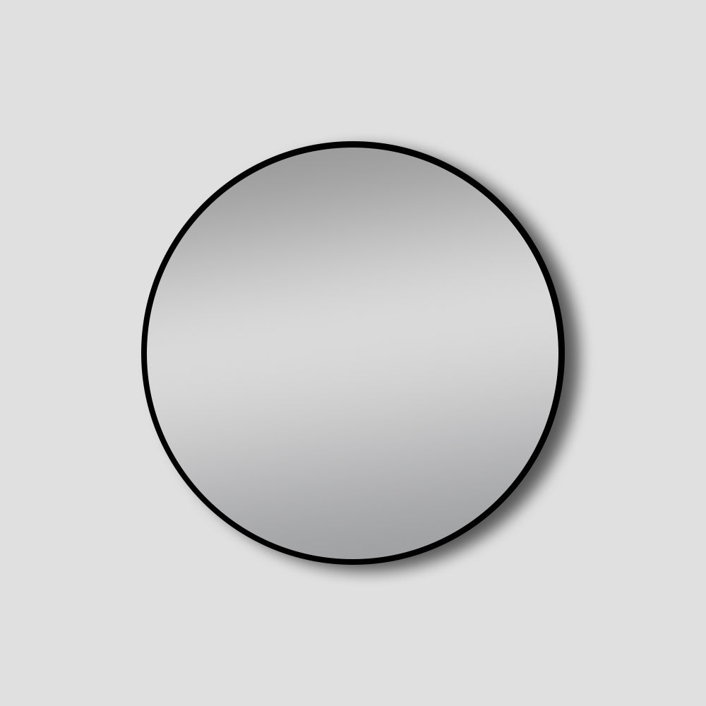 Lamex Round 600mm framed bathroom mirror by Tilemall with matte black frame