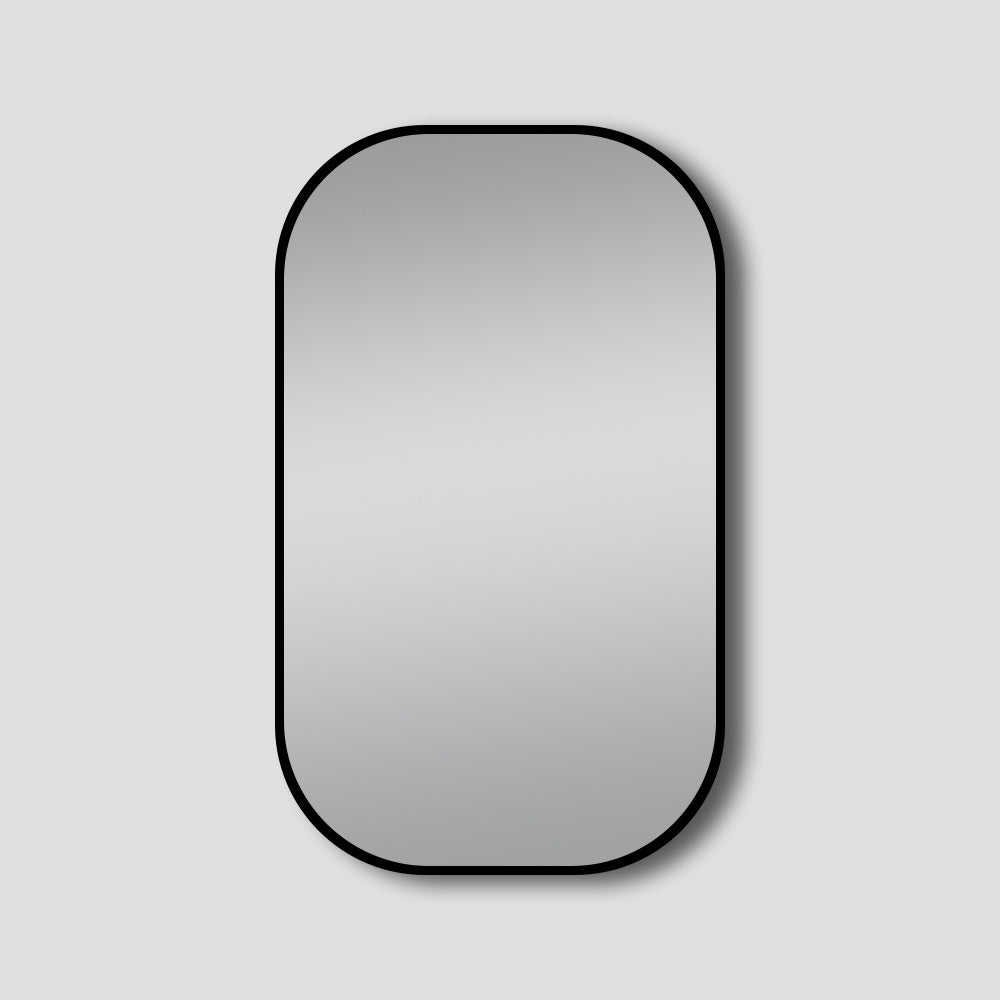 Oval 600x900mm Lamex framed mirror by Tilemall with matte black frame