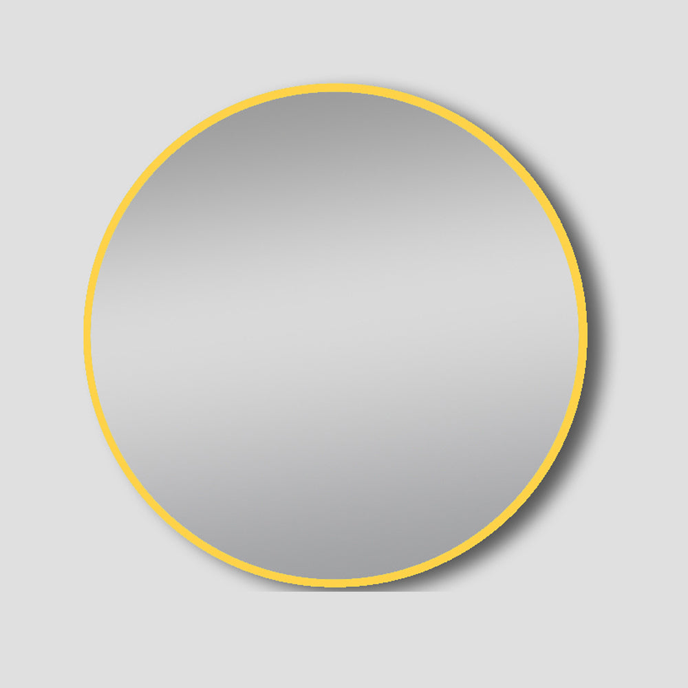 Round 800mm LM Lamex framed mirror by Tilemall with brushed yellow gold frame