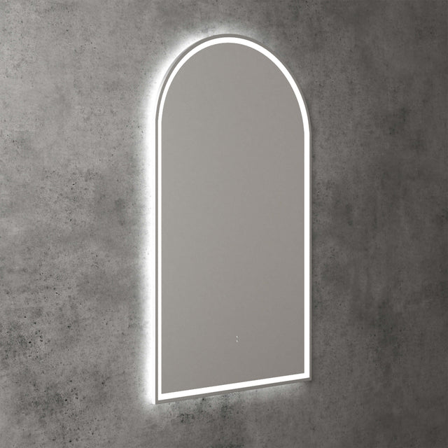 Aulic Canterbury Touchless Framed Led Mirror 903x503mm Arched Brushed Nickel LED Framed Mirror Aulic   