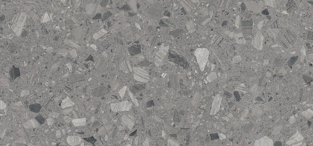 Marble Lagodi 1200x600 Satin Dark Grey Terrazzo Look Tiles Dongpeng   