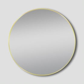 Framed Mirror 700mm Round Brushed Yellow Gold Framed Mirror Lamex   