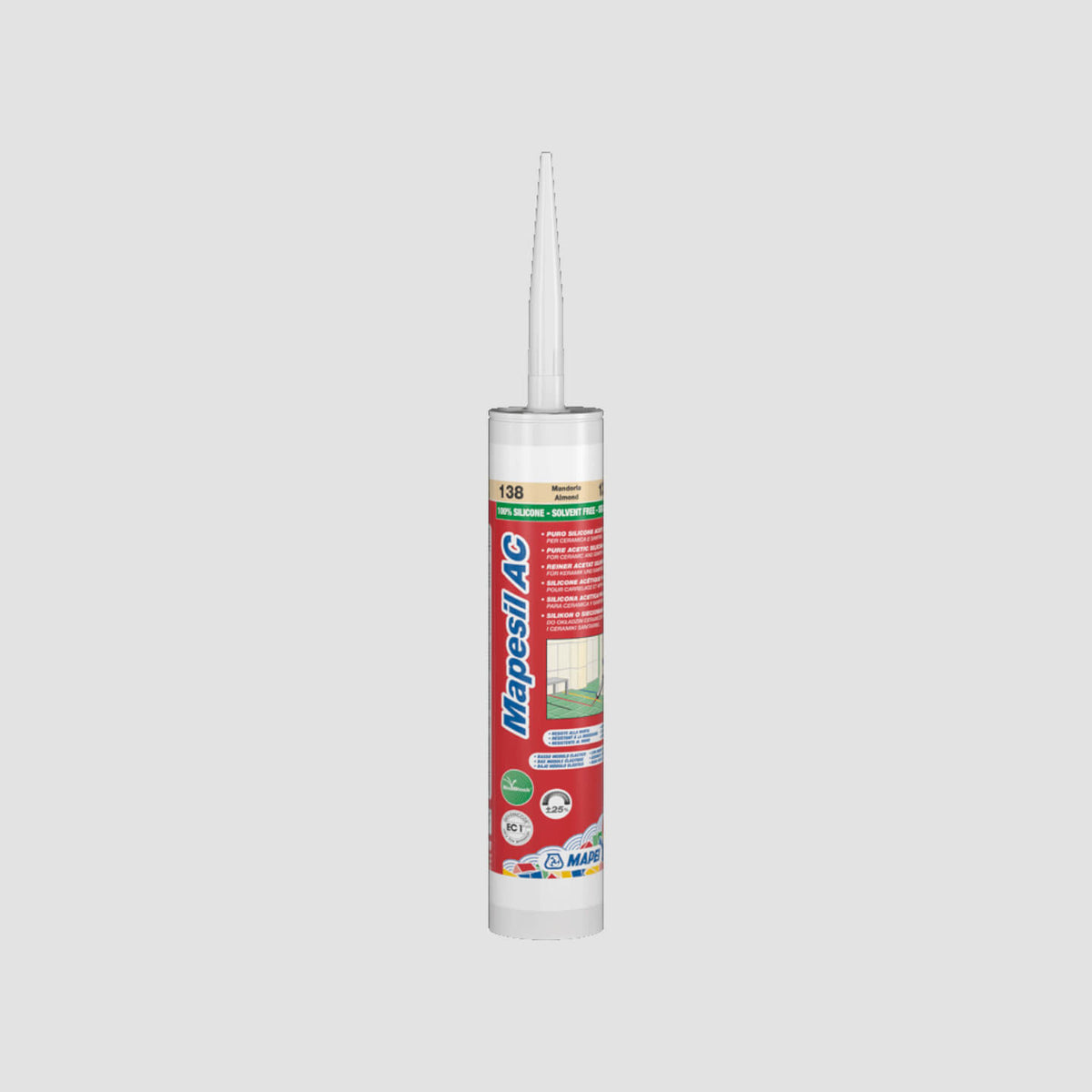 Mapei Silicone AC 310ml 110 310ml sealant in Manhattan colour by Tilemall, with applicator nozzle