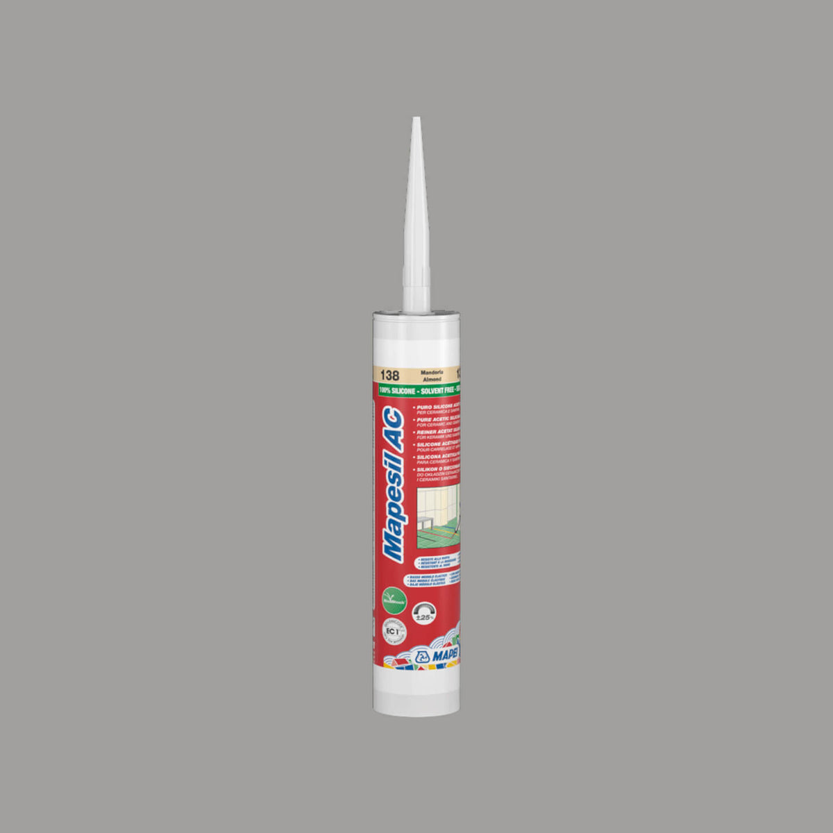 Mapei Silicone AC 310ml 112 medium grey 310ml cartridge with applicator nozzle by Tilemall