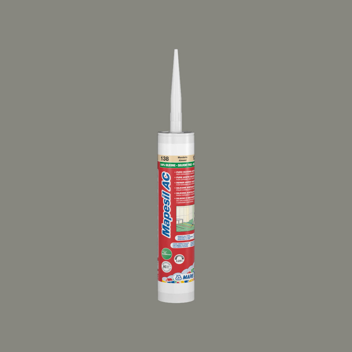 Mapei Silicone AC 310ml 113 310ml cement grey cartridge by Tilemall with applicator nozzle