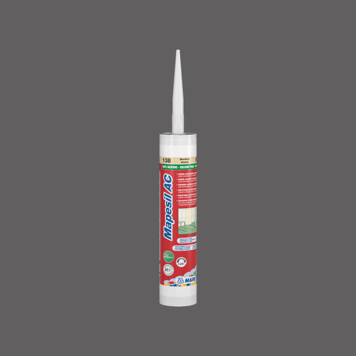Mapei Silicone AC 310ml 119 sealant 310ml London Grey with applicator nozzle by Tilemall
