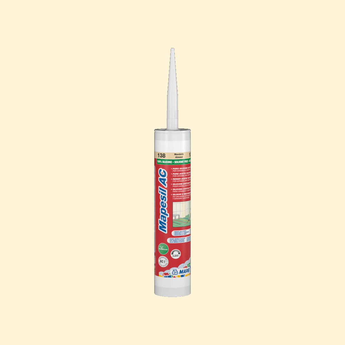 Mapei Silicone AC 310ml 131 vanilla 310ml cartridge with applicator nozzle by Tilemall