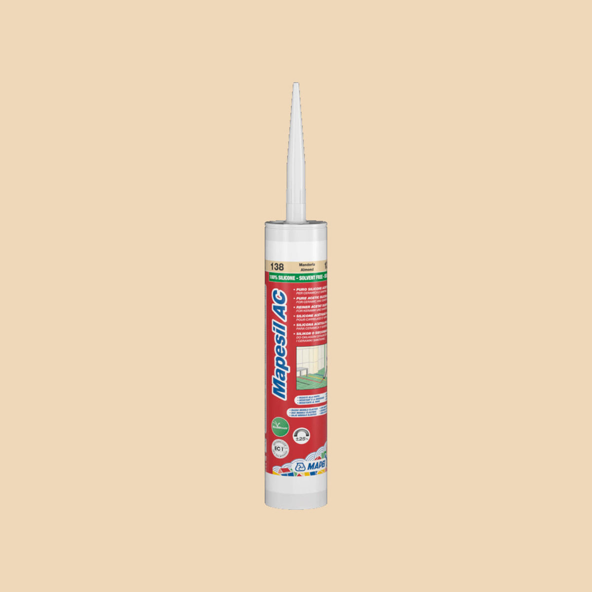 Mapei Silicone AC 310ml 132 310ml beige sealant with applicator nozzle by Tilemall