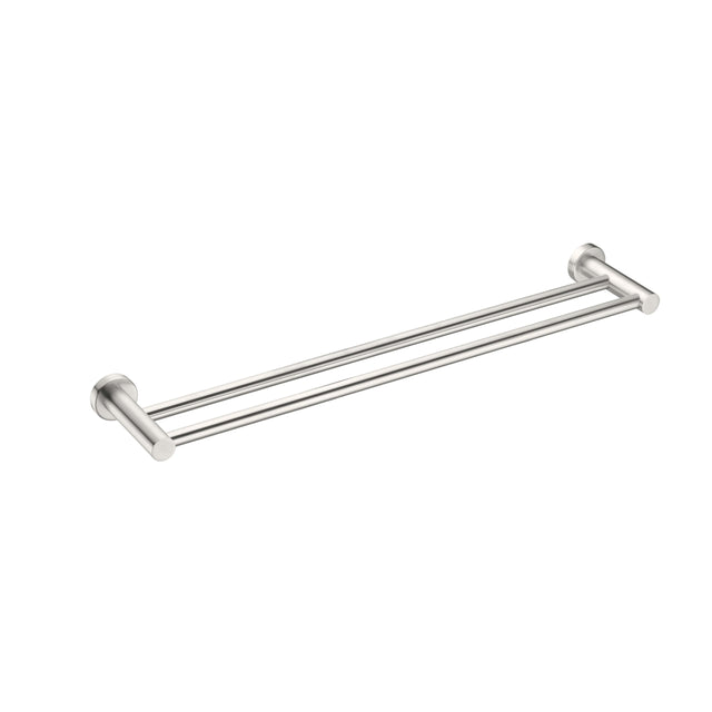 Nero Mecca Double Towel Rail 600mm Brushed Nickel Bathroom Accessories Nero   