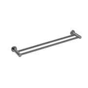Nero Mecca double towel rail 600mm gun metal by Tilemall, angled view