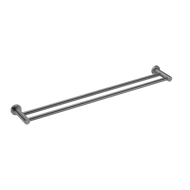 Nero Mecca Double Towel Rail 800mm Gun Metal Bathroom Accessories Nero   