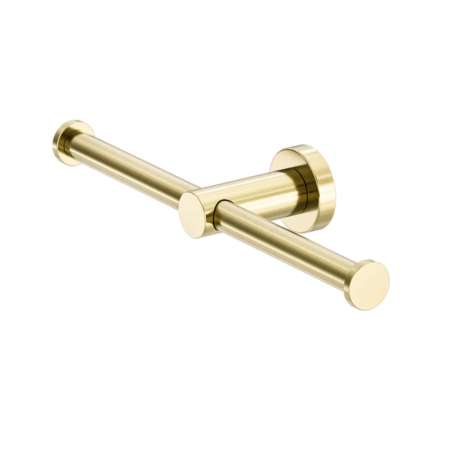 Nero Mecca Double Toilet Roll Holder Brushed Yellow Gold Bathroom Accessories Nero   