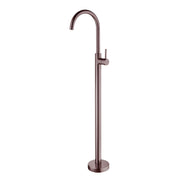 Nero Brushed bronze floormount shower mixer by Tilemall with curved spout and lever handle