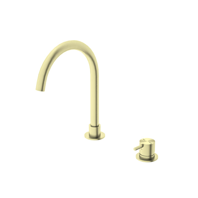 Nero Mecca Hob Basin Mixer Round Spout Brushed Yellow Gold Tapware Nero   