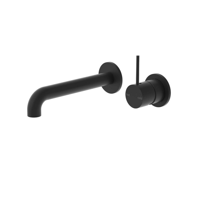 Nero Mecca Wall Basin/Bath Mixer Separete Back Plate Handle Up 185mm Matte Black Tapware Nero   