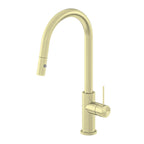 Nero Mecca Pull Out Sink Mixer With Vegie Spray Function Brushed Yellow Gold