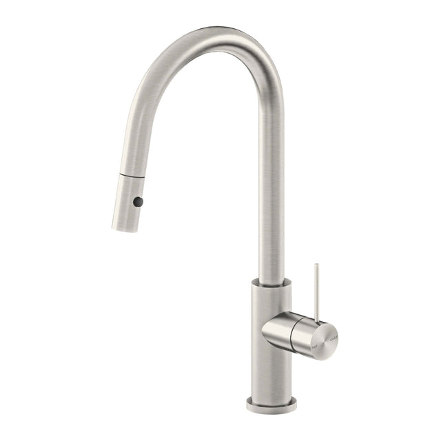 Nero Mecca Pull Out Sink Mixer With Vegie Spray Function Brushed Nickel Tapware Nero   