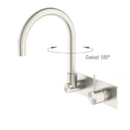 Nero Mecca Wall Basin/Bath Mixer Swivel Spout Handle Up Brushed Nickel