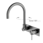 Nero Mecca Wall Basin/Bath Mixer Swivel Spout Gun Metal