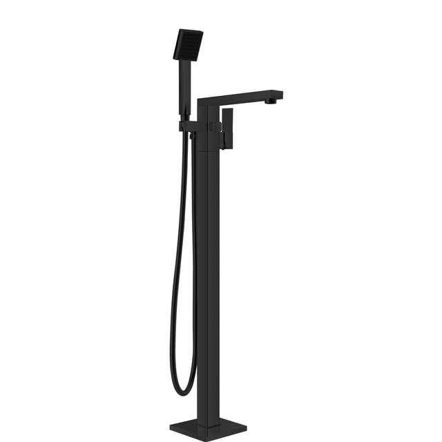 Nero Square Floormount Mixer With Handshower Matte Black Shower Nero   