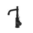 Nero York Basin Mixer With White Porcelain Lever Matte Black