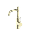 Nero York Basin Mixer With White Porcelain Lever Aged Brass