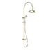 Nero York Twin Shower With White Porcelain Hand Shower Aged Brass