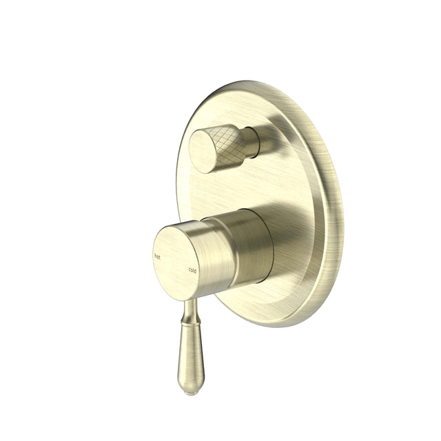 Nero York Shower Mixer With Divertor With Metal Lever Aged Brass Shower Nero   