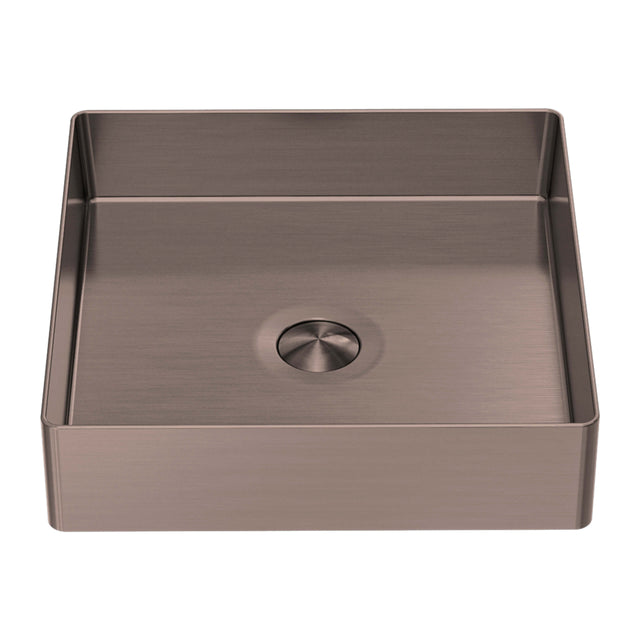 Nero Square 400mm Stainless Steel Basin Brushed Bronze Bathroom Basin Nero   