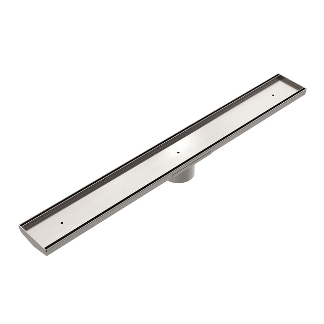 Nero Tile Insert V Channel Floor Grate 900mm with 89mm Outlet Brushed Nickel Other Accessories Nero   