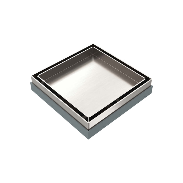 Nero 130mm Square Tile Insert Floor Waste 100mm Outlet Brushed Nickel Other Accessories Nero   
