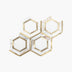 Marble Metal Mosaic Hexagon 165x185mm Honed White Stone with Brushed Gold