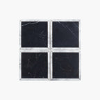 Marble Mosaic Border 150x150mm Honed Nero Marquina and Carrara