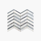 Marble Mosaic Chevron Honed Carrara and Alaskan Blue