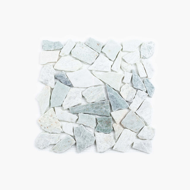 Natural Marble Mosaic Crazy Paver 305x305 MingGreen Tumbled Marble Mosaic Tilemall   