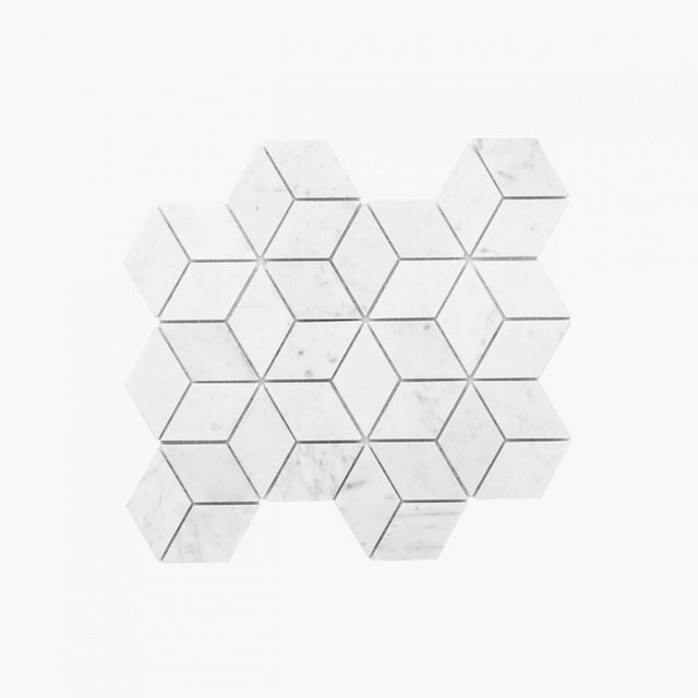 Everstone Natural Marble Mosaic 45x78 Diamond Cube Honed Carrara Sample Sample Tilemall   