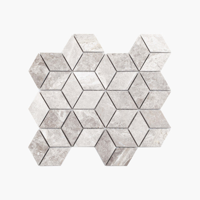 Everstone Natural Marble Mosaic Diamond Cube 45x78 Silver Grey Honed Sample Sample Everstone