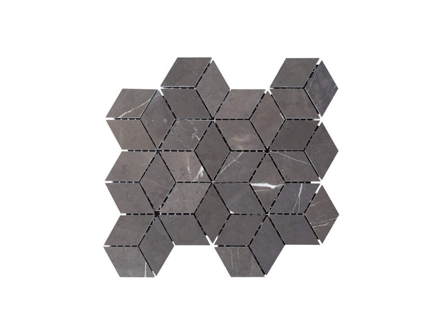 Everstone Natural Marble Mosaic 45x78 Diamond Cube Honed Pietra Grey Sample Sample Tilemall   