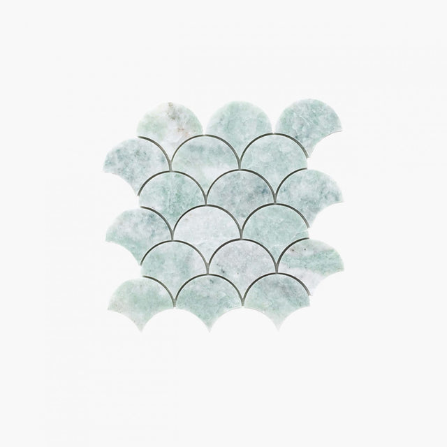 Natural Marble Mosaic FanShape 68x68 MingGreen Honed Sample Sample Tilemall   