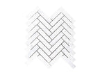 Marble Mosaic Herringbone 25x98mm Honed White Sample