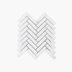 Marble Mosaic Herringbone 25x98mm Honed White