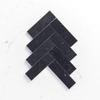 Marble Mosaic Herringbone 50x165mm Honed Nero Marquina Sample