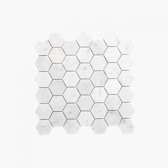 Natural Marble Mosaic Hexagon 48x48 Carrara Honed Sample Sample Tilemall   