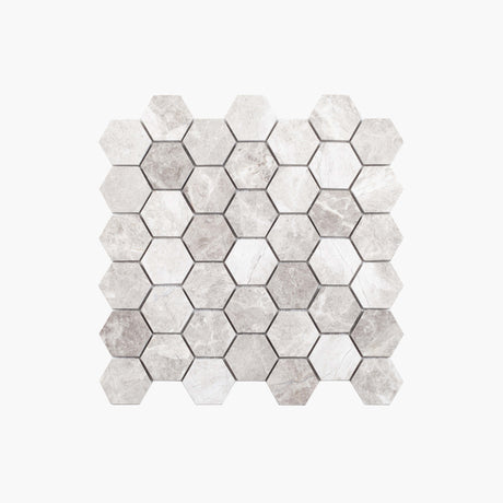 Natural-Marble-Mosaic-Hexagon-48x55-Silver-Grey-Honed