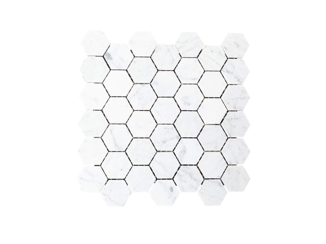 Everstone Natural Marble Mosaic 48x55 Hexagon Honed Carrara Sample Sample Tilemall   